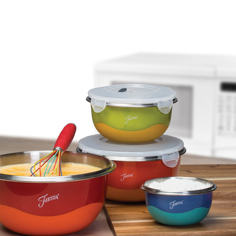 Fiesta Microwave Safe 8 Piece Stainless Steel Mixing Bowl Set & Reviews